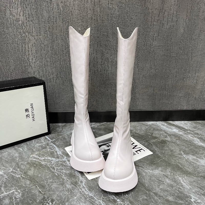 Women'S Fashion Knee High Boots - Nieuwe eenvoudige effen kleur platform antislip