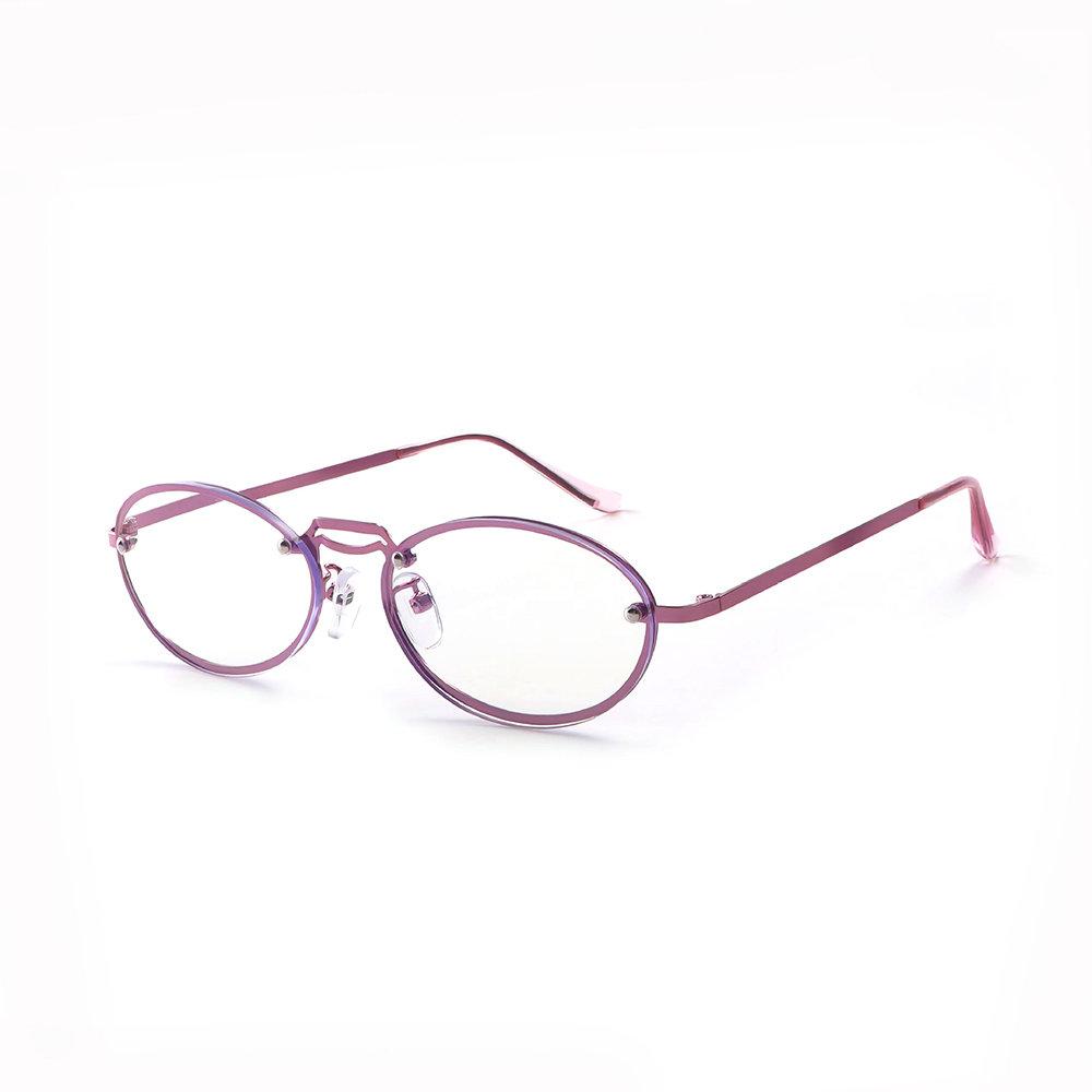 Women'S Fashion Glasses With Clear Lenses - Dames ovale paarse anti-blauw licht leesbril
