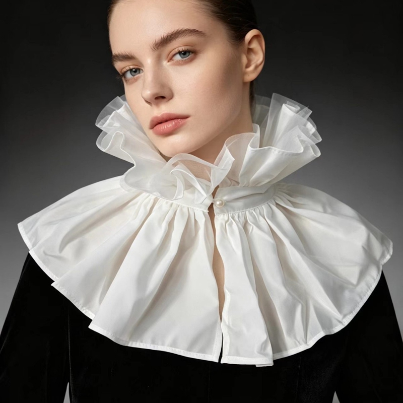 Women'S Fashion - Afneembare hoge geruite valse kraag voor