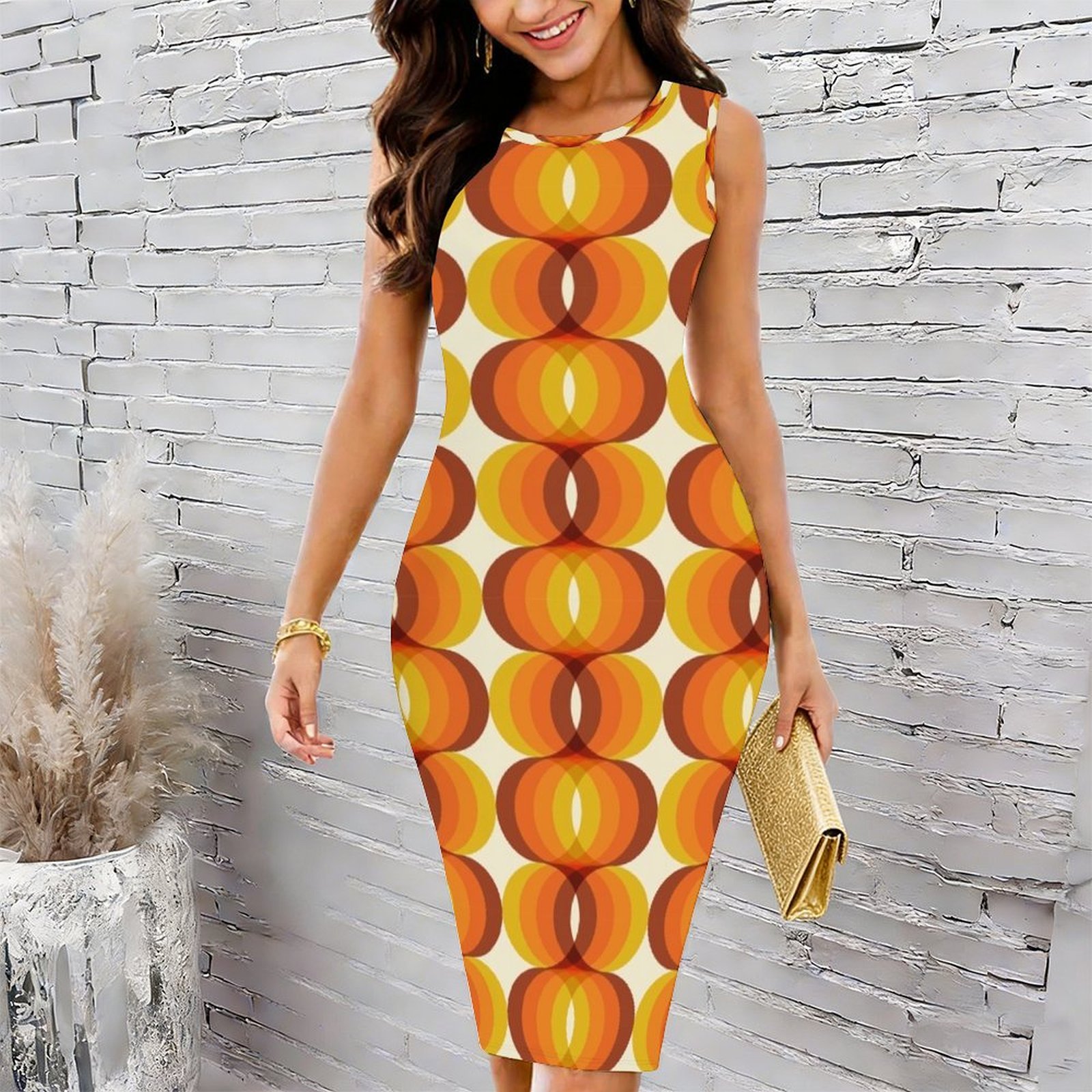 Women'S Fashion In The 1960S - Oranje, bruin en ivoor: retro rok