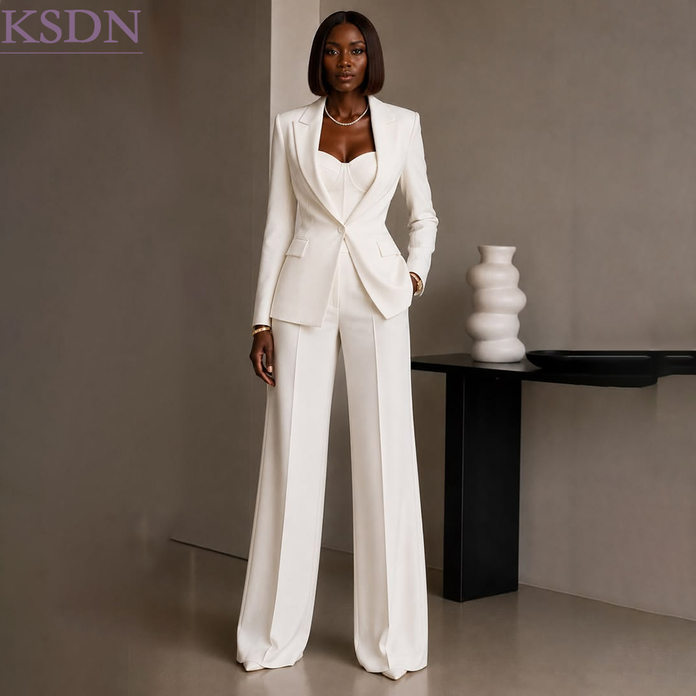 Women'S Fashion Jackets - Luxe witte damespakken, modeontwerp, slim fit,