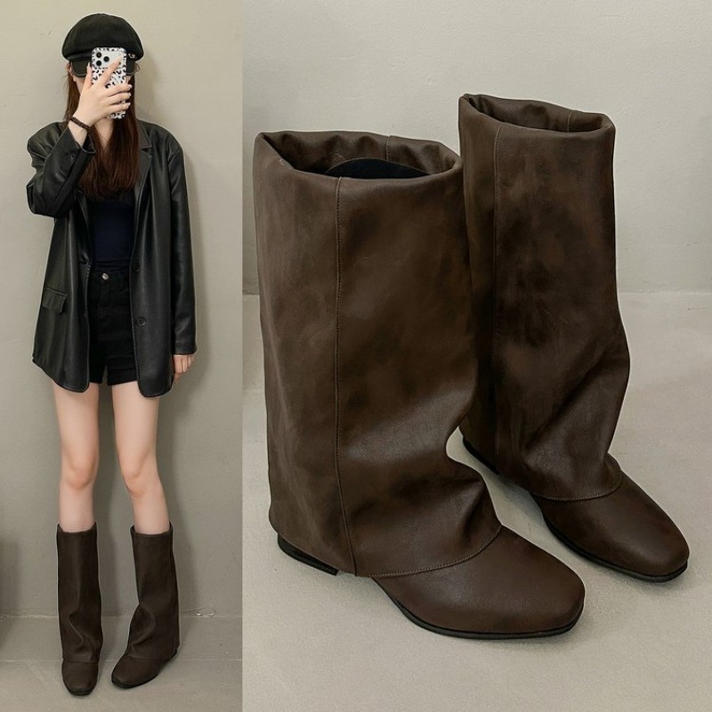 Women'S Fashion Knee High Boots - 2026 Nieuwe Square Head Vintage Mode