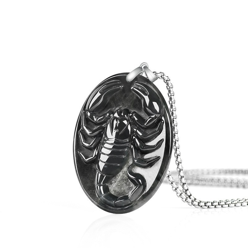 Women Fashion Necklace - Myanmar Jadeïet Schorpioen Hanger Ketting Luxe