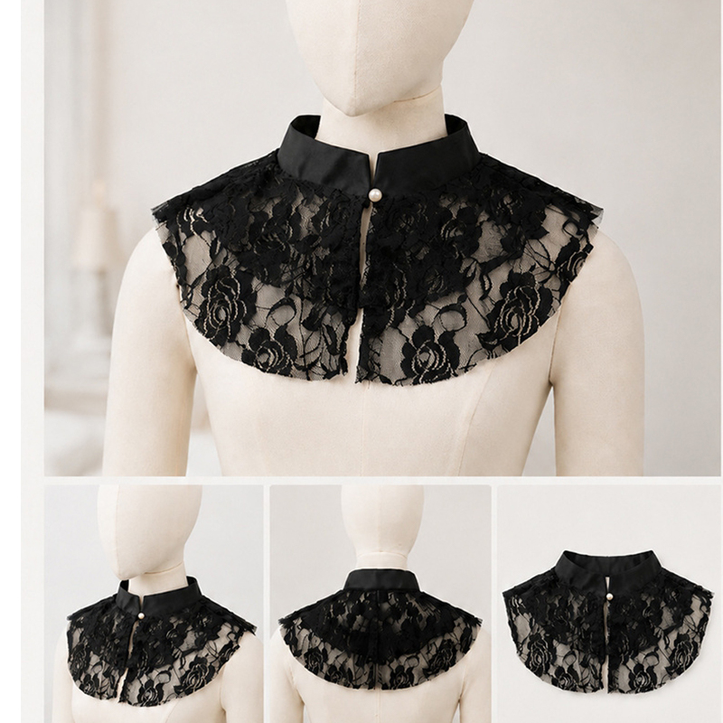 Women'S Fashion - Elegante kanten bloemenkraag, afneembare blousekraag voor