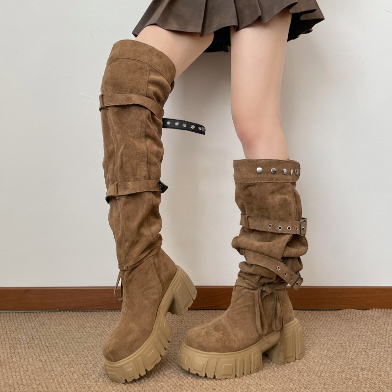 2026 Mode Punk Stijl Gespsluit - Women'S Fashion Knee High Boots recensie en prijs
