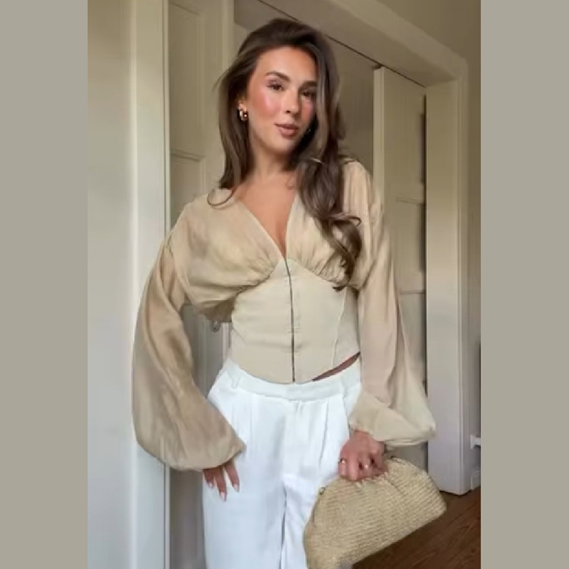 Chique damesblouse met V-hals, - Women Top Fashion recensie en prijs