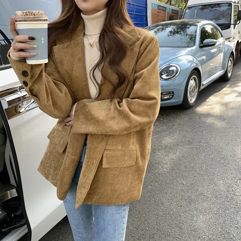 Nieuwe Corduroy Dikke Losse Ov - Blazer Women Oversized recensie en prijs