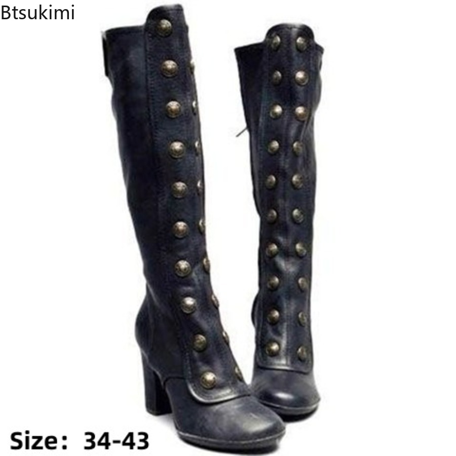 Retro zwarte mode-nitte decorl - Women'S Fashion Knee High Boots recensie en prijs