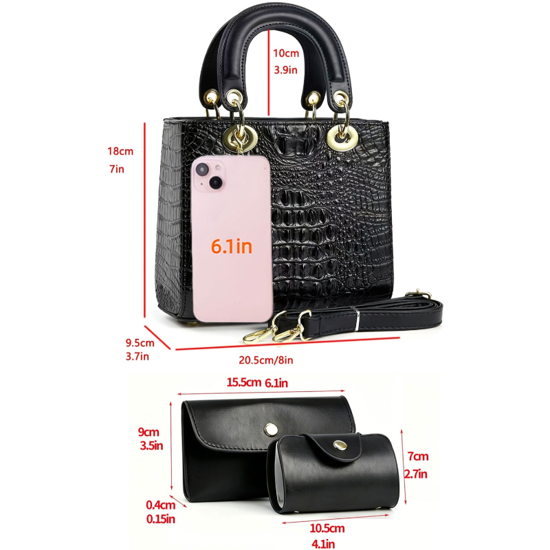 3-delige dameshandtasset, klei - Women Fashion Handbags recensie en prijs