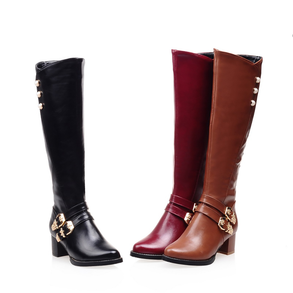 Gloednieuwe Mode Rood Zwart Vr - Women'S Fashion Knee High Boots recensie en prijs