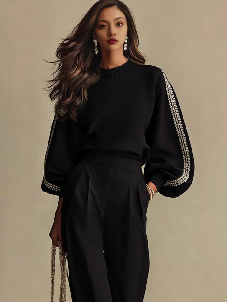 Dames Hoodie Set met Lange Mou - Wide Leg Palazzo Pants recensie en prijs